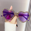 Lens, fashionable sunglasses heart-shaped, cat's eye, gradient