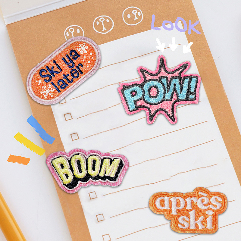 Cartoon Color Letter 3m Self-adhesive Embroidered Cloth Sticker Patch Sticker Self-adhesive Seam-free Down Jacket Accessories Decorative Clothes Sticker