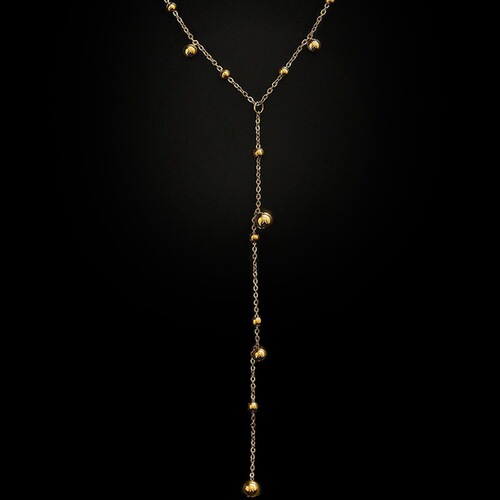 European and American style, simple and high-end 18K gold multi-drop tassel necklace for women, cold style, versatile long clavicle chain