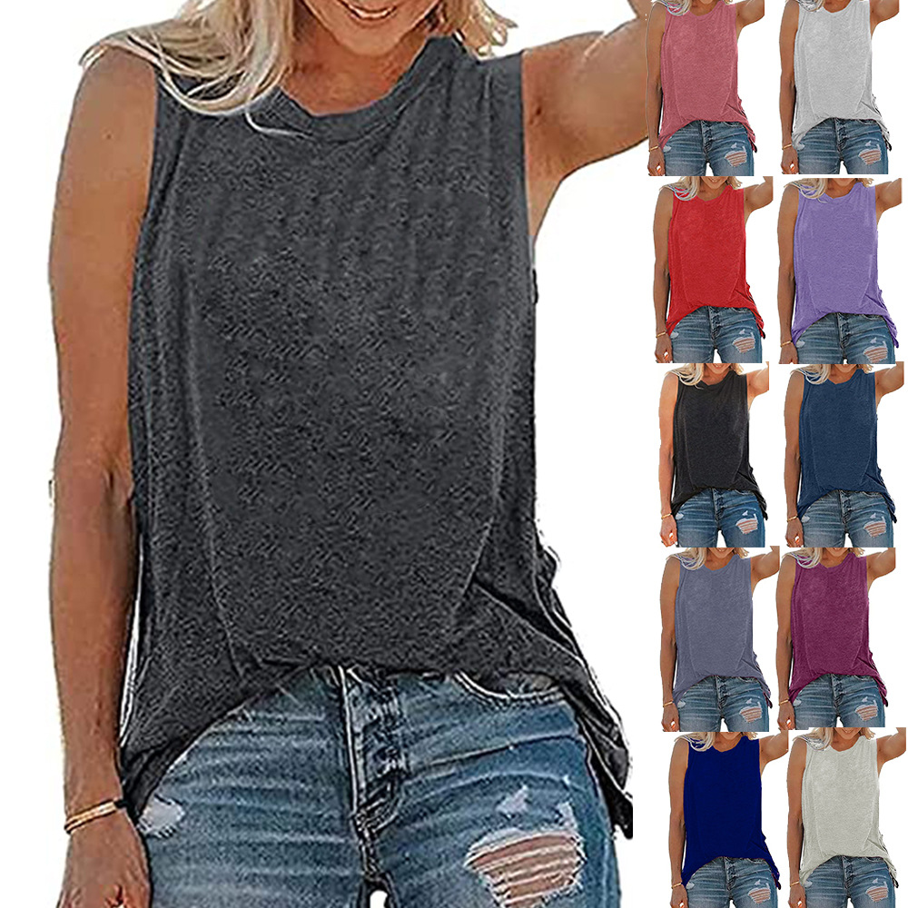 Foreign trade cross-border e-commerce independent station AliExpress Amazon color cotton sleeveless women's T-shirt