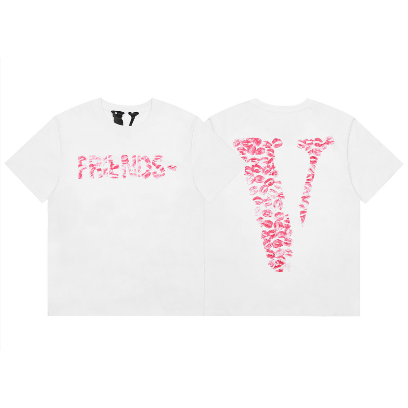 外単VLONE FOG潮牌大v字母Logo桜半袖スケッチ刺繍唇印落書きプリントtシャツ|undefined