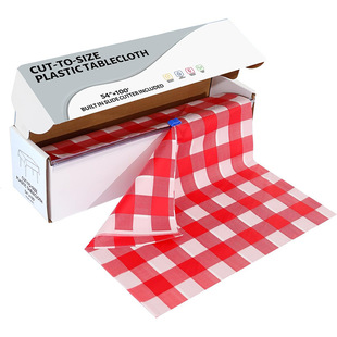 Amazon plastic table cloth with cutter can be cut disposable 54x100 feet roll PEVA tablecloth