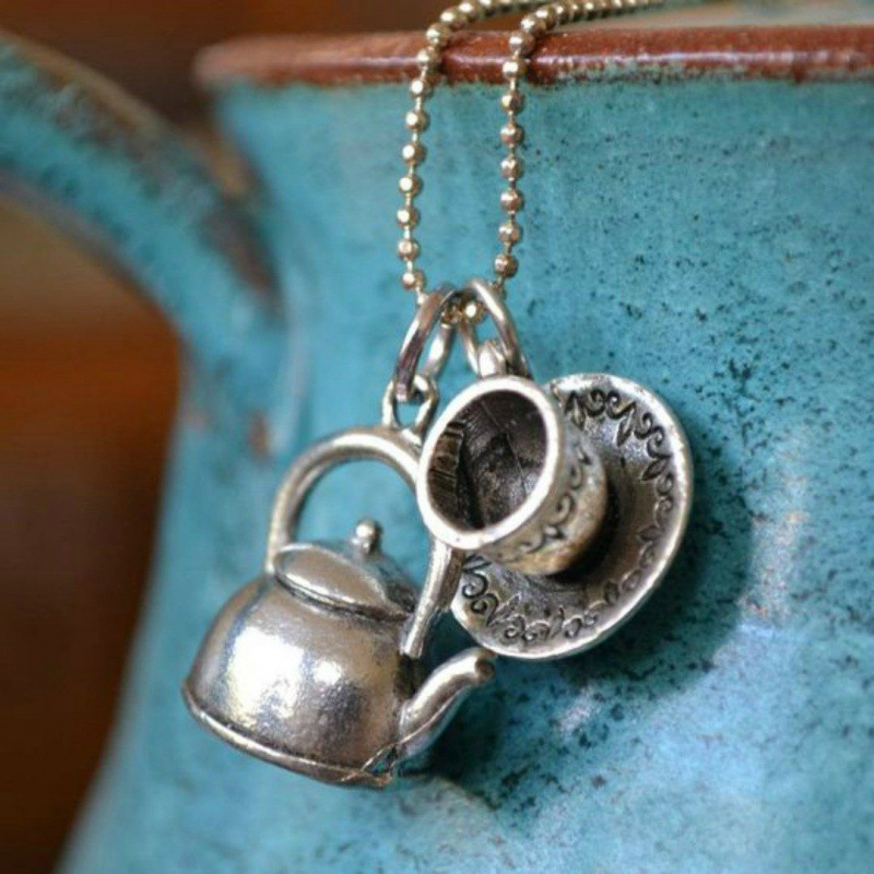 Fashion 2000S Aesthetic Teapot Bead Chain Charm Necklace Mother's Day Gift Bridesmaid Jewelry Wholesale