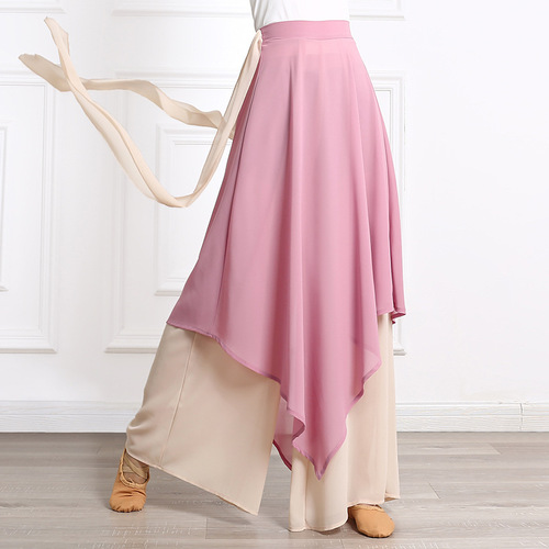 Chinese dance dance pants women's loose and elegant chiffon skirt pants classical dance performance costume practice wide leg pants skirt pants