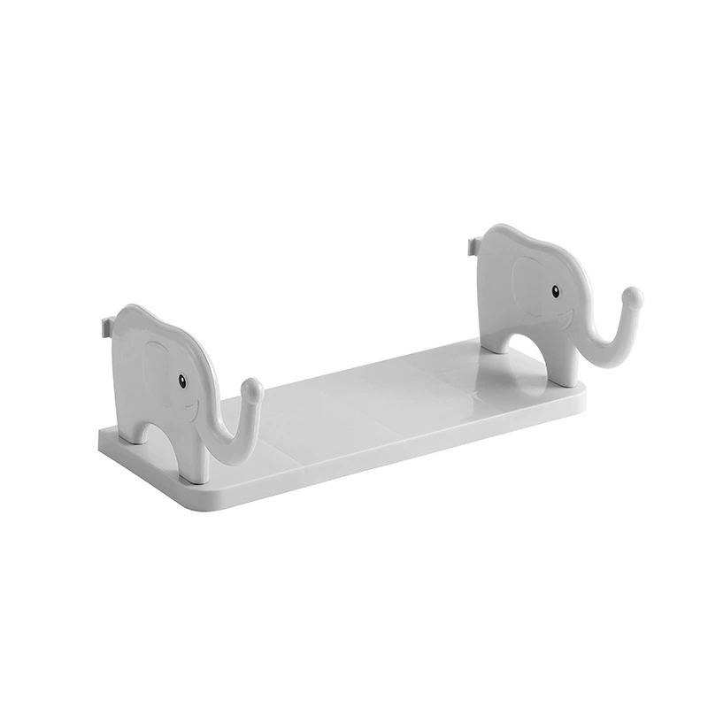 Wall-Mounted Storage Shelf, Elephant & Human Hooks, Punch-Free, Creative Multi-Layer Organizer