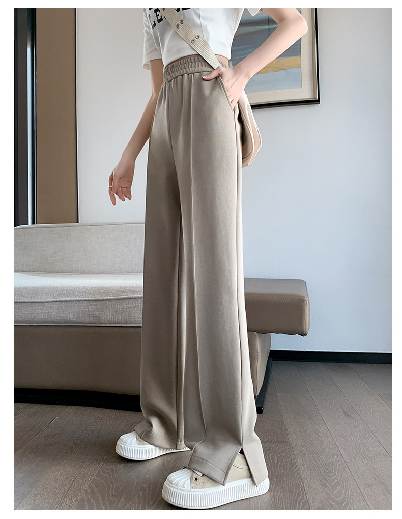 Slit narrow air cotton wide-leg pants for women, 2023 new high-waisted drape floor-length pants, slimming straight casual pants pic 18