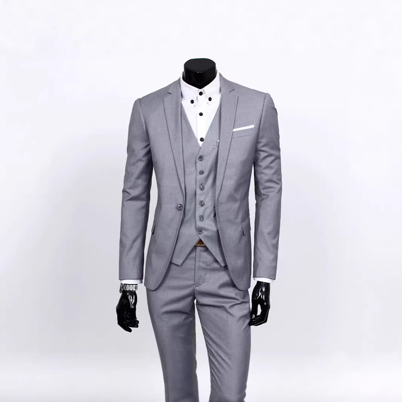 Men's Autumn Slim-Fit Three-Piece Suit Set, Groom's Wedding Attire, Wedding Groomsman Suit, Men's Professional Formal Wear Men's Autumn Slim-Fit Three-Piece Suit Set, Groom's Wedding Attire, Wedding Groomsman Suit, Men's Professional Formal Wear