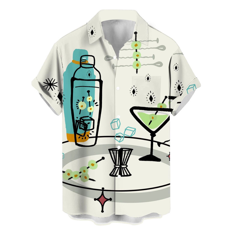 Hawaiian Men's 3D Digital Printed Short-Sleeved Lapel Large Size Shirt Independent Station Amazon Export Order