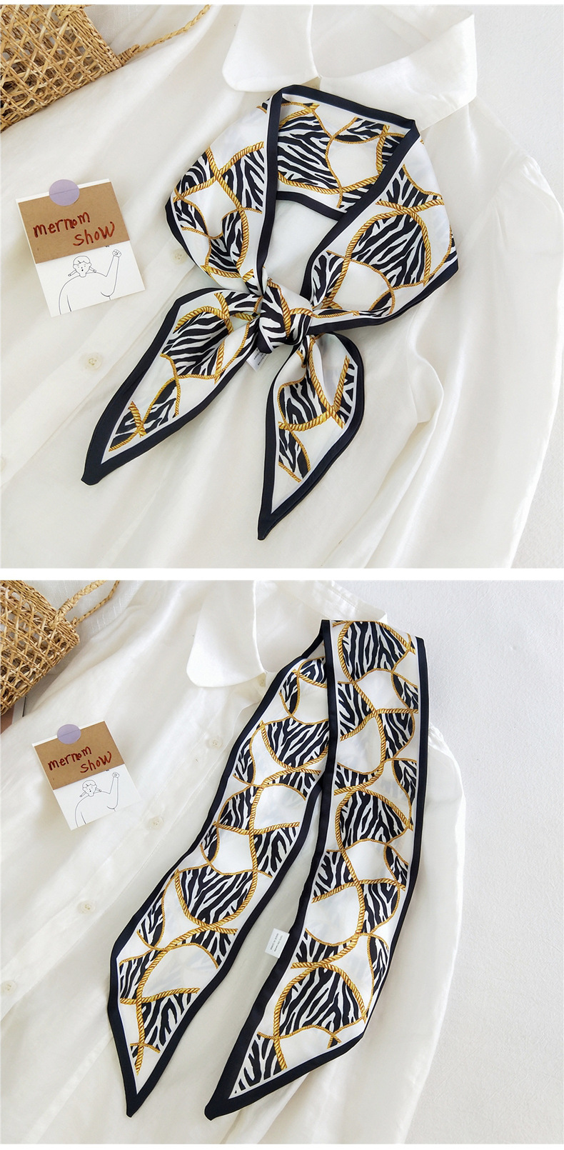 Korean Fashion Silk Scarf display picture 14