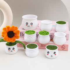 手工编织花盆栽迷你加厚花盆车载diy塑料毛线摆件桌地摊工厂批发