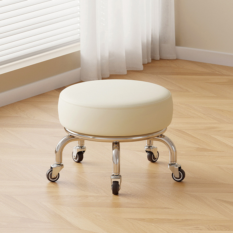 Polia doméstica taburete bajo rueda universal pequeño taburete silencioso rotativo taburete redondo móvil con artefacto moderno y simple
