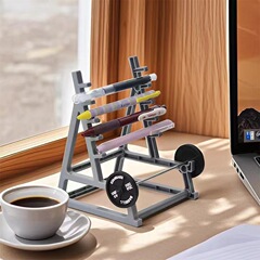 ミニバーベルフィットネス機器ペンホルダークリエイティブオフィスデスクトップ置物筆筒文房具収納ケース装飾品