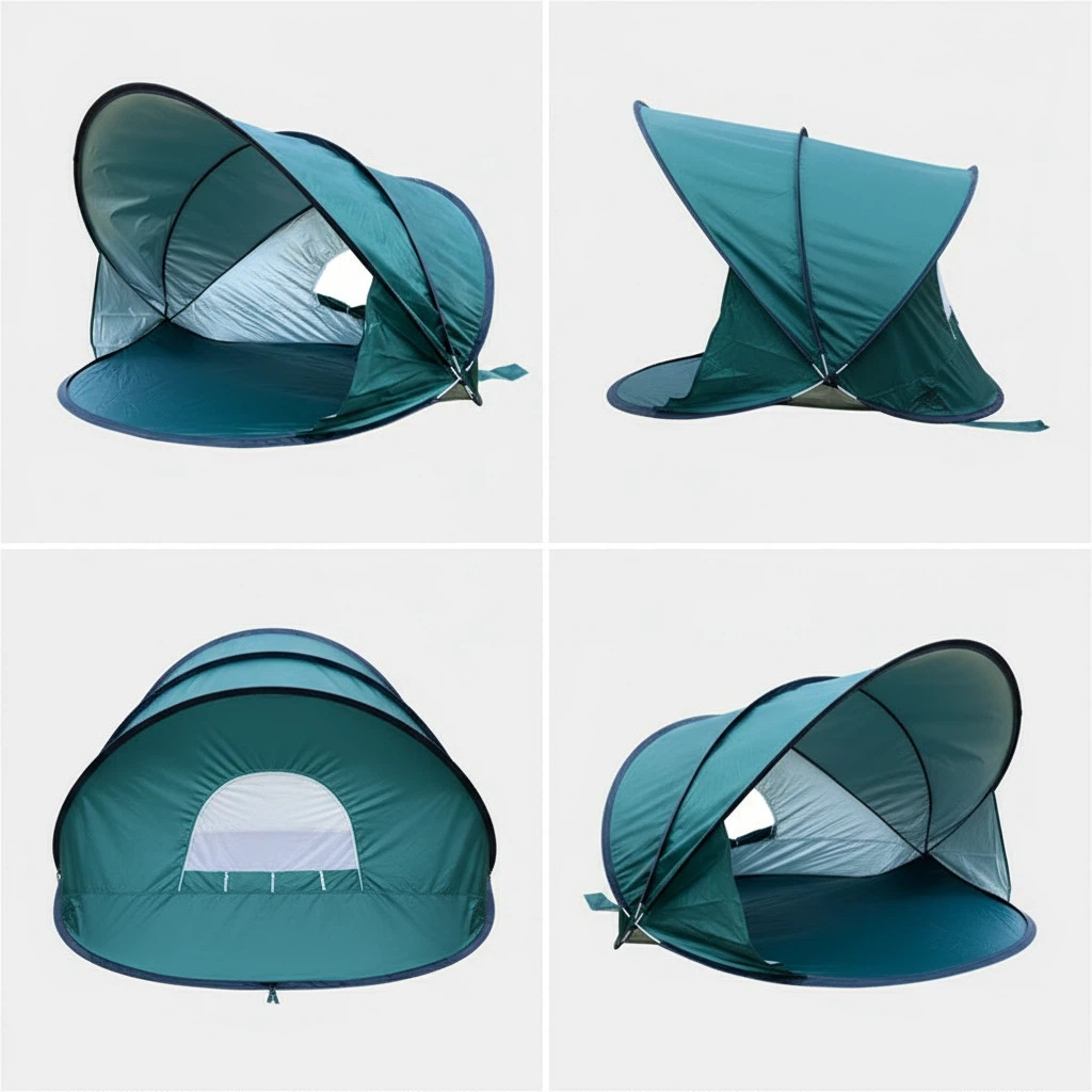 【Cross-Border Hot Item】2-3 Person Quick-Open Beach Grass Lawn Tent, Sun-Proof, Wind-Proof, Easy to Fold and Carry, Suitable for Camping