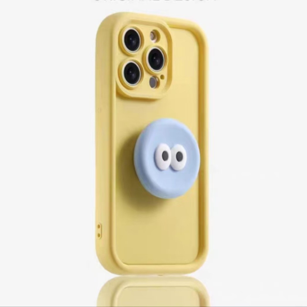 Estuche suave de color sólido simple INS para iPhone16ProMax Soporte de ojos grandes 14 Estuche para teléfono móvil Apple 15P 13