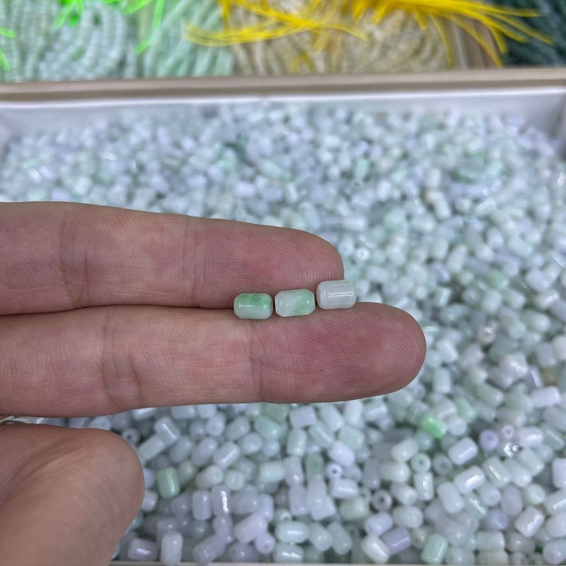 缅甸天然翡翠A货大孔豆绿冬瓜珠玉珠翡翠珠子珠宝手饰饰品桶珠|undefined