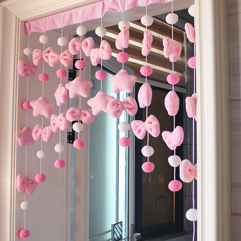 Pink Planet kindergarten children's door curtain cartoon blocking curtain punch-free hanging curtain school partition curtain bedroom girl's heart
