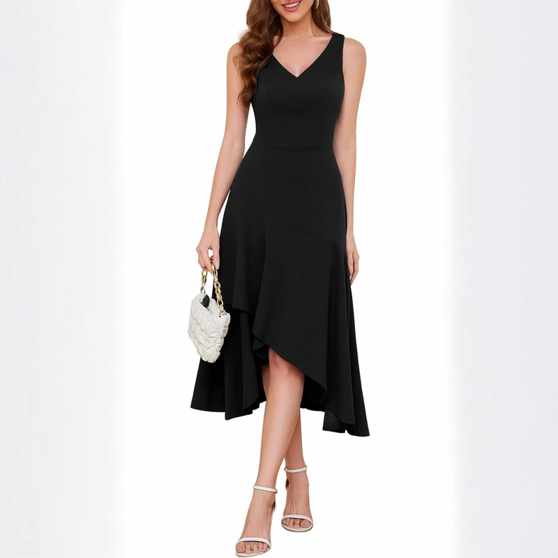 2026 Hot-Selling Women's Formal V-Neck Ruffled Wedding Guest Dress in Various Sizes 2026 Hot-Selling Women's Formal V-Neck Ruffled Wedding Guest Dress in Various Sizes