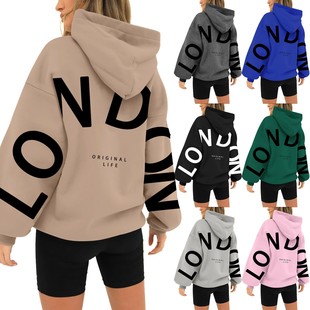 Cross-border Hot Sale LONDON ORIGINAL Men's and Women's Printed Long Sleeve Loose Pocket Hooded Sweat