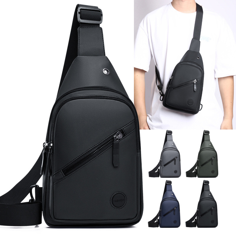 Chest Bag Men's Fashionable All-match Solid Color Simple 2024 New Large Capacity Outdoor Travel Portable Waterproof Crossbody Bag Chest Bag Men's Fashionable All-match Solid Color Simple 2024 New Large Capacity Outdoor Travel Portable Waterproof Crossbody Bag