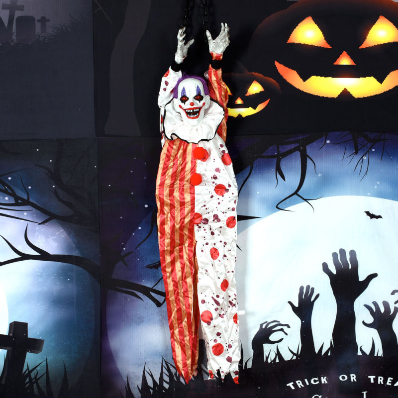在庫ありハロウィンピエロ電動おもちゃ怖い吊り幽霊光と音トリッキー小道具お化け屋敷パーティー用品|undefined