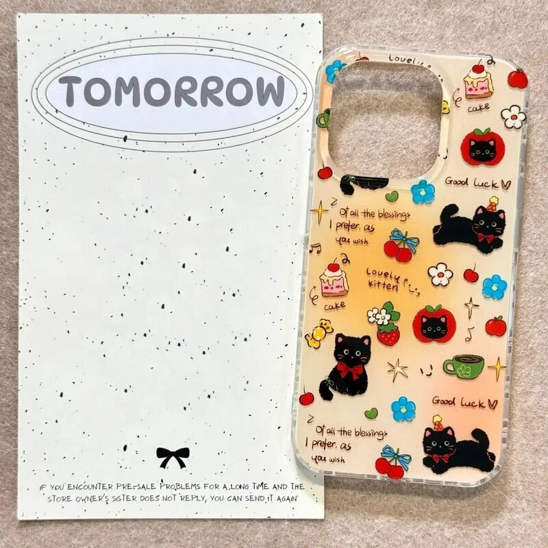 IDM 大きな穴のかわいい黒猫 スタンドとチェーン付き Apple 1615Promax 携帯電話ケース iPhone1 に適しています|undefined