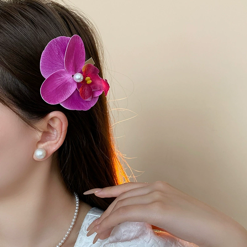 Корейская девушка новая сладкая имитация орхидеи Phalaenopsis, украшение для волос, супер вечные челки, боковой загиб волос, передняя часть головы, аксессуары для волос