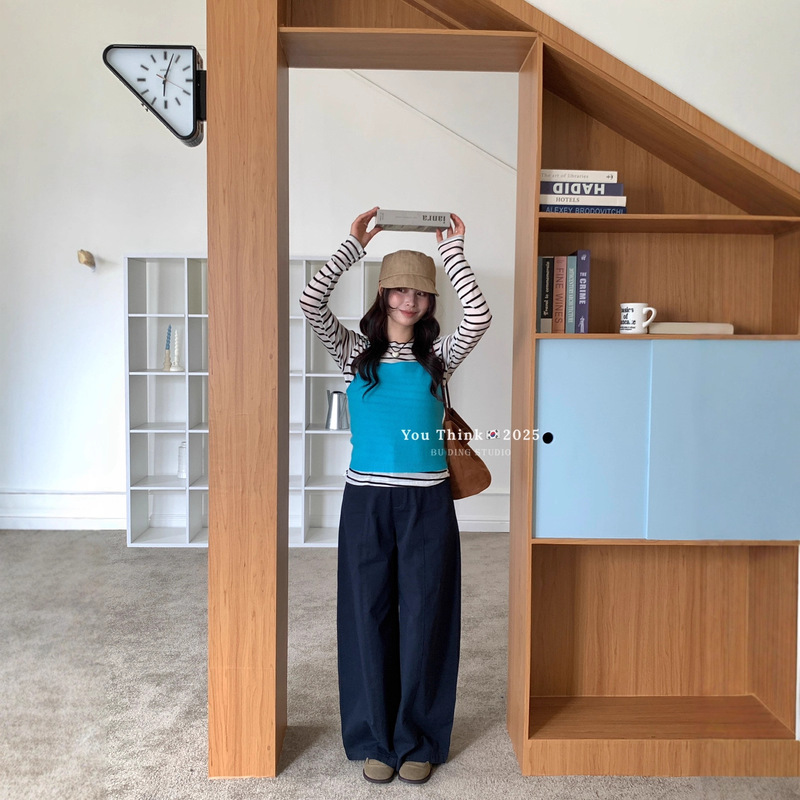 【You Think】Thirteen Lines Korean Version Midline Wide-Leg High-Waist Loose Straight Versatile Casual Pants Yt1041