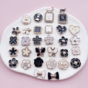 韓版小香風diy飾品配件滴油山茶花玫瑰樹脂貼片 手機皮筋鞋扣材料