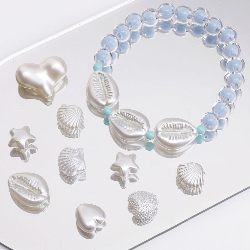 ABS pearl shell love five-pointed star beads handmade diy hand beaded necklace mobile phone chain jewelry accessories loose beads