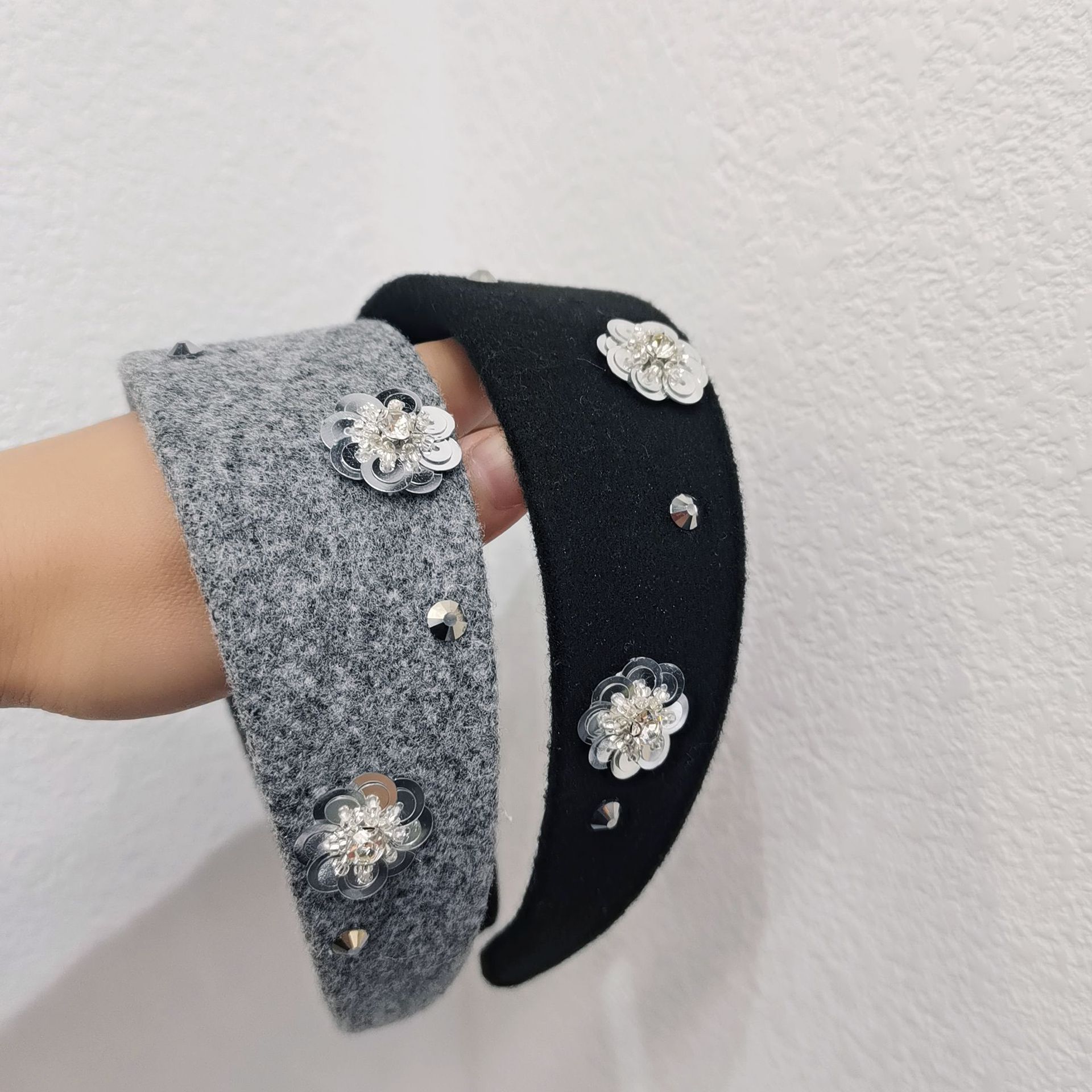 Vintage hårband med paljetter och blommor för damer_voghion.com