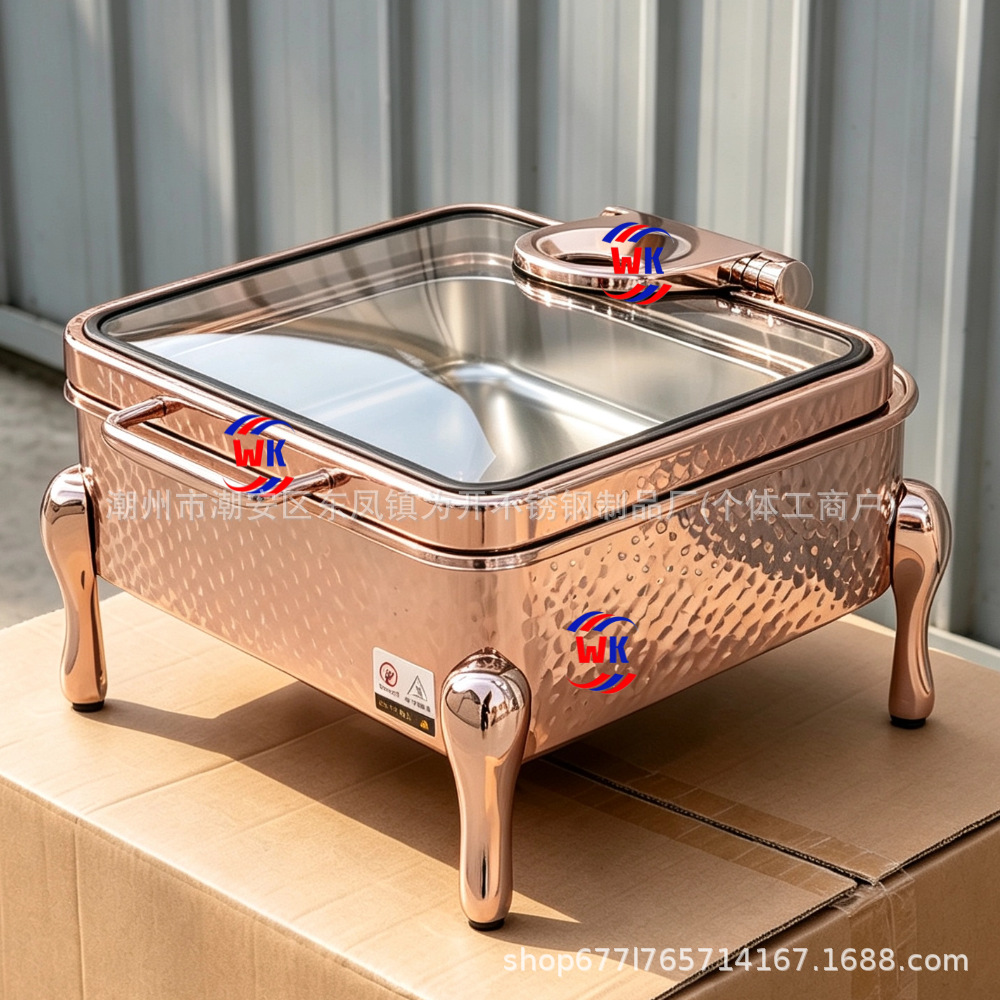 El horno de buffet comercial engrosa 304 horno de Buffy con patrón de martillo de acero inoxidable, horno de aislamiento térmico de hotel cuadrado rectangular