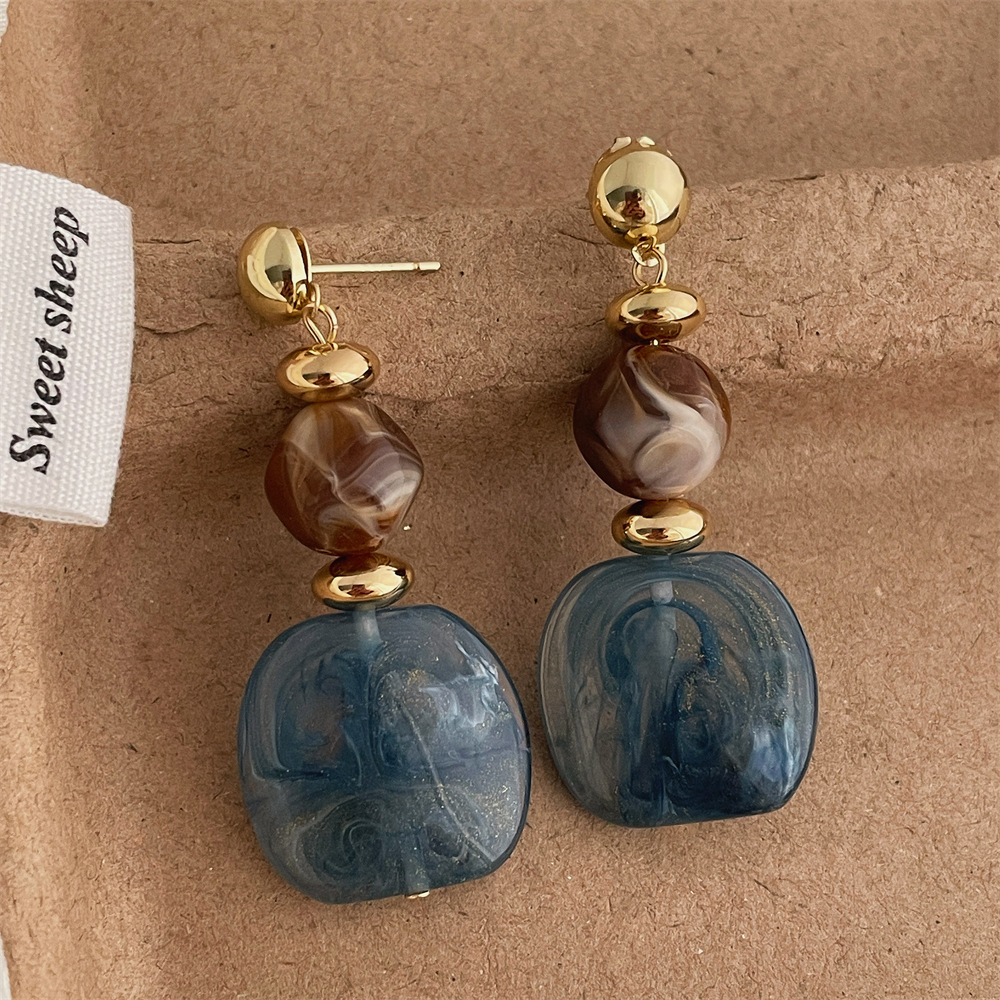 12g Weight 925 Sterling Silver Ear Needle Material Drop Earrings Classification 1 Pair Quantity Date Occasion Alloy, Resin Material Geometric, Water Droplets Pattern All Seasons Season Women's Gender Plating Design Modern Style, Simple Style Style 1 Pair Modern Style Simple Style Geometric Water Droplets Plating Alloy Resin Drop Earrings 3
