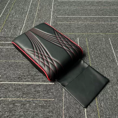 Armrest box pad, Pad, Central Height-Increasing Pad, Car - angel-style-black-and-red-with-pockets