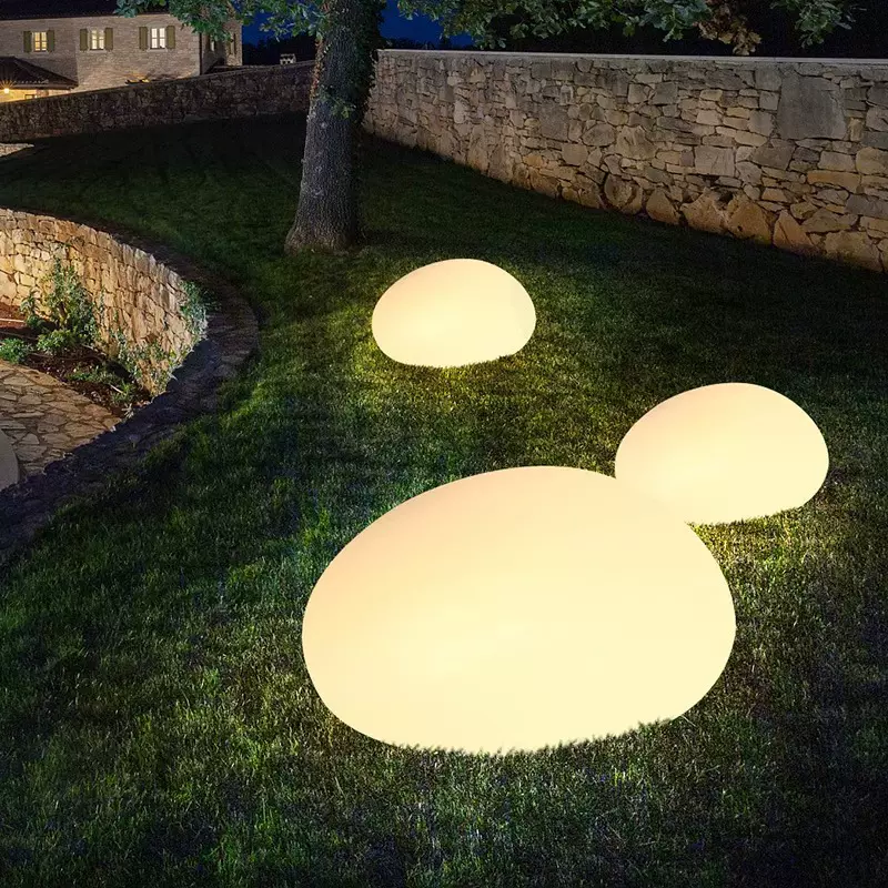 户外园林景观灯仿真卵石家用庭院灯充电遥控rgb草坪灯ip65防水灯