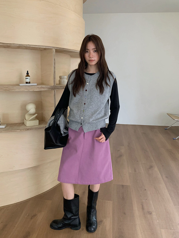 苏奈 配披肩35%羊毛洋气无袖针织马夹彩扣开衫两件套女tableblue|undefined