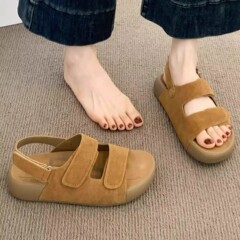 超ソフトシープスキン厚底ビルケンシュトックサンダル女性用夏アウター2025新しいスタイル足が疲れにくい多用途超人気ビーチローマンシューズ