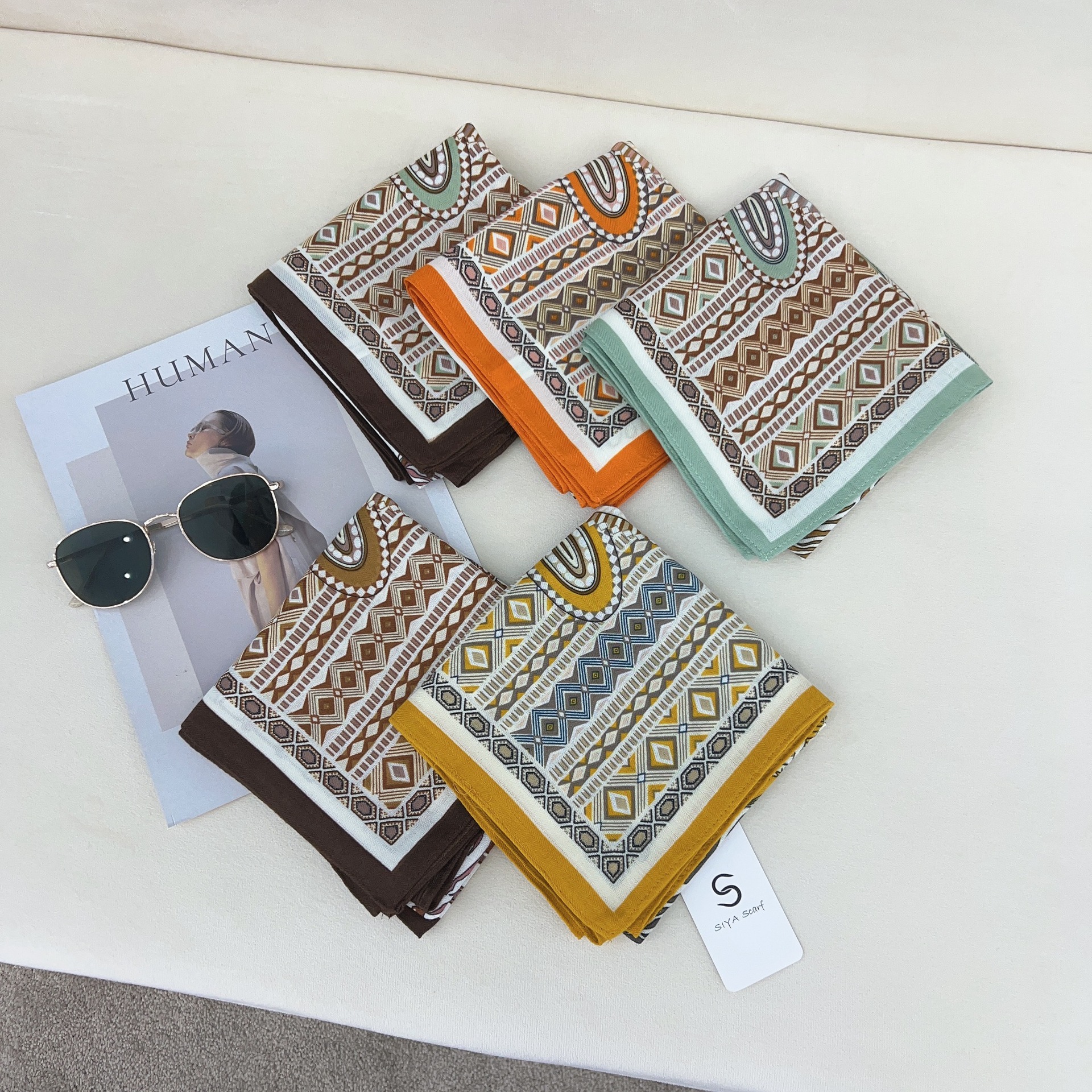 Algodón coreano suave impresión de herringbone bufandas de cuello de seda de estilo exterior bufandas decorativas bufandas de camisa bufandas