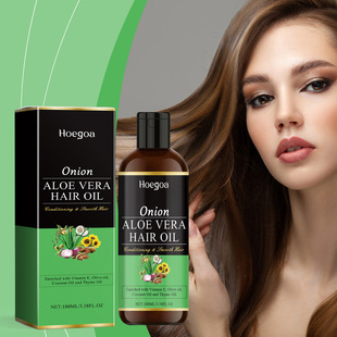 HOEGOA onion aloe hair care oil repair hair frizz dry soft hair gentle care nourishing