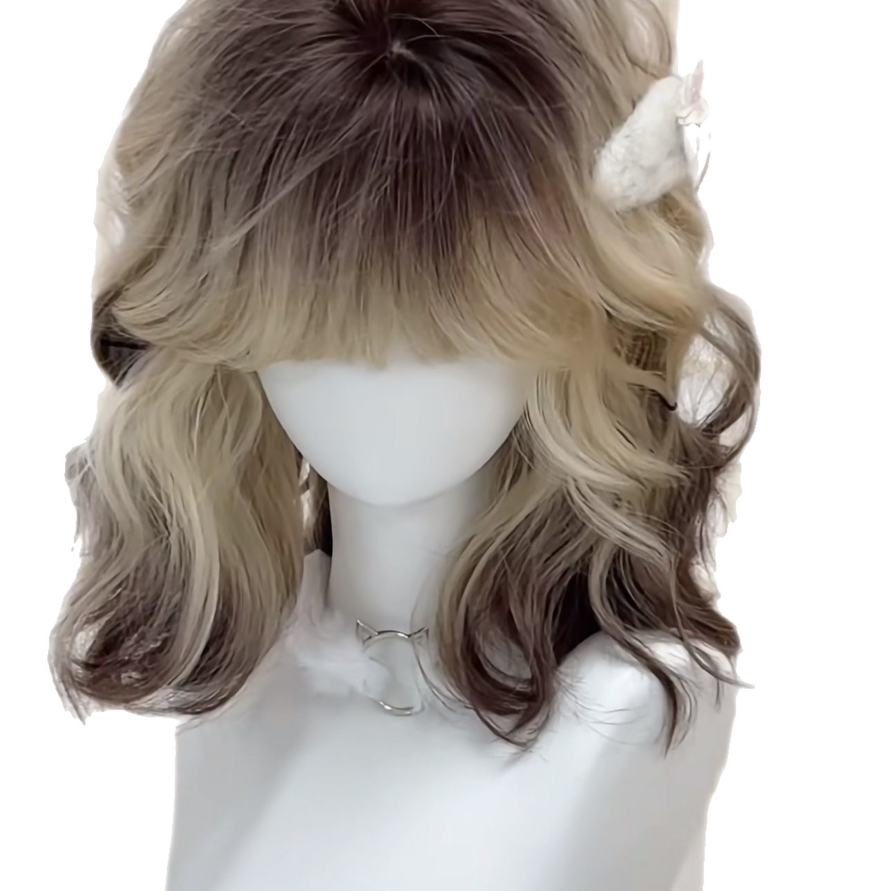 Koni Wigs - Siamese Cat Style Short Curly Pary med svart til gull gradient ullkrøller, Paris-fargeeffekt
