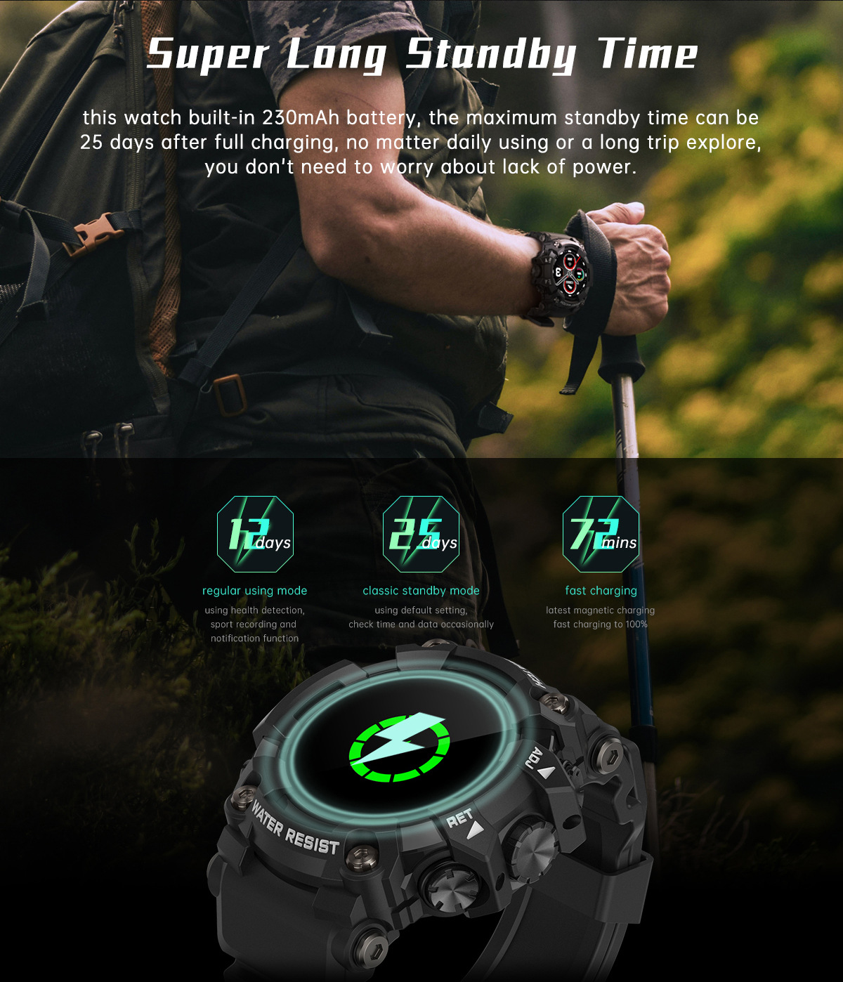 Nuovo orologio da uomo di vendita caldo T6 Tre prevenzione Sport all'aria aperta Smart Watch Full Circle IP68 da 1,28 pollici Impermeabile Modalità sportive multiple_voghion.com