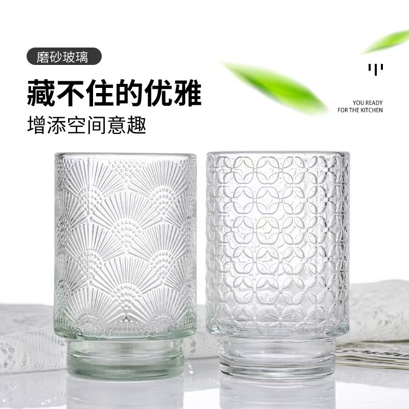 Glas de vela transparente engrosada en relieve candelabro de incienso hecha por sí mismo vasos de vela DIY recipiente de cera de boca grande adornos candelabro