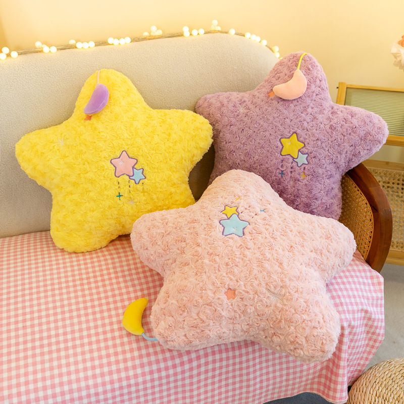 Peluche estrella y luna, almohada suave, para niñas, dormir y decorar, regalo