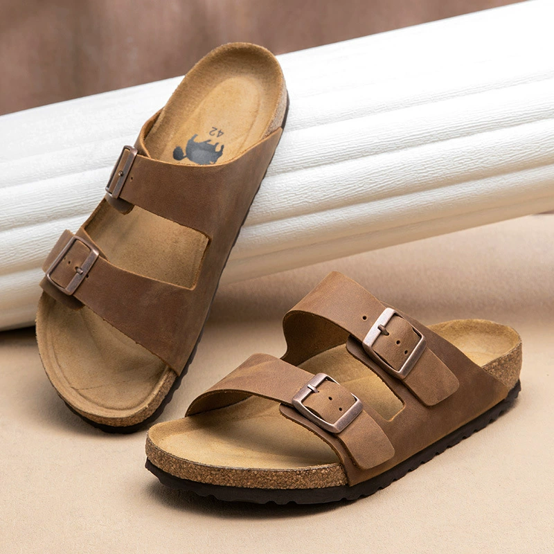 Все кожаные новые толстые подошвы для рыбалки Birken сандалии из коровьей кожи штанги летом носить пробковые тапочки для отдыха