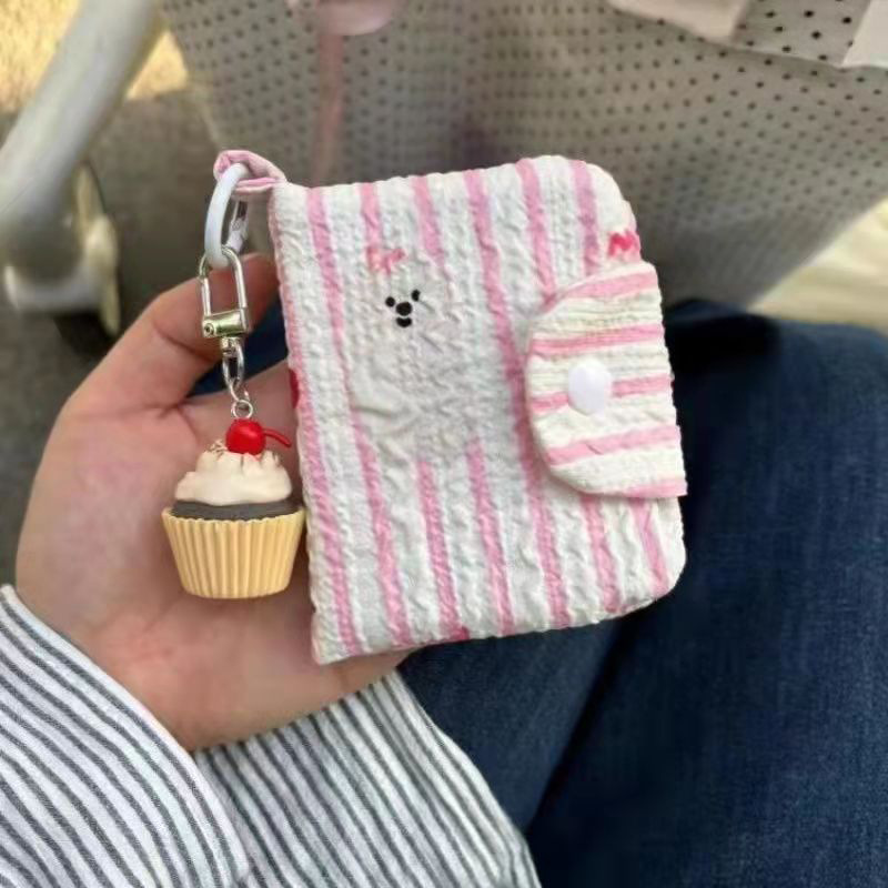 Nuevo adorable cartón de oso de pan, bolso de cambio de gran capacidad, bolso de tarjeta de identificación, tarjeta bancaria, bolso multicapa