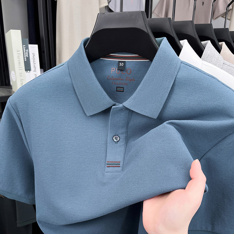 Woodpecker Summer Cotton Short-Sleeved Men's Lapel Slim Polo Young and Middle-Aged Half-Sleeved Casual T-Shirt Top Shirt