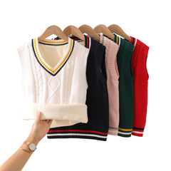 兒童背心2024春秋新款秋冬女童毛衣幼兒園男孩童裝校服馬甲
