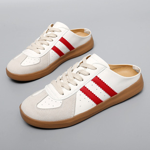 2025 Summer Baotou Half Slippers Women's Large Size Casual Couple Style Moral Training Shoes Heelless Slip-On Shoes Women