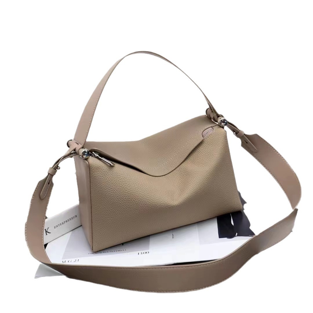 Bolso de cuero de vaca con capa de cabeza y axila bolso de almohada de jade de cuero de moda femenino 2025 bolso de almohada de Boston con hombro cruzado