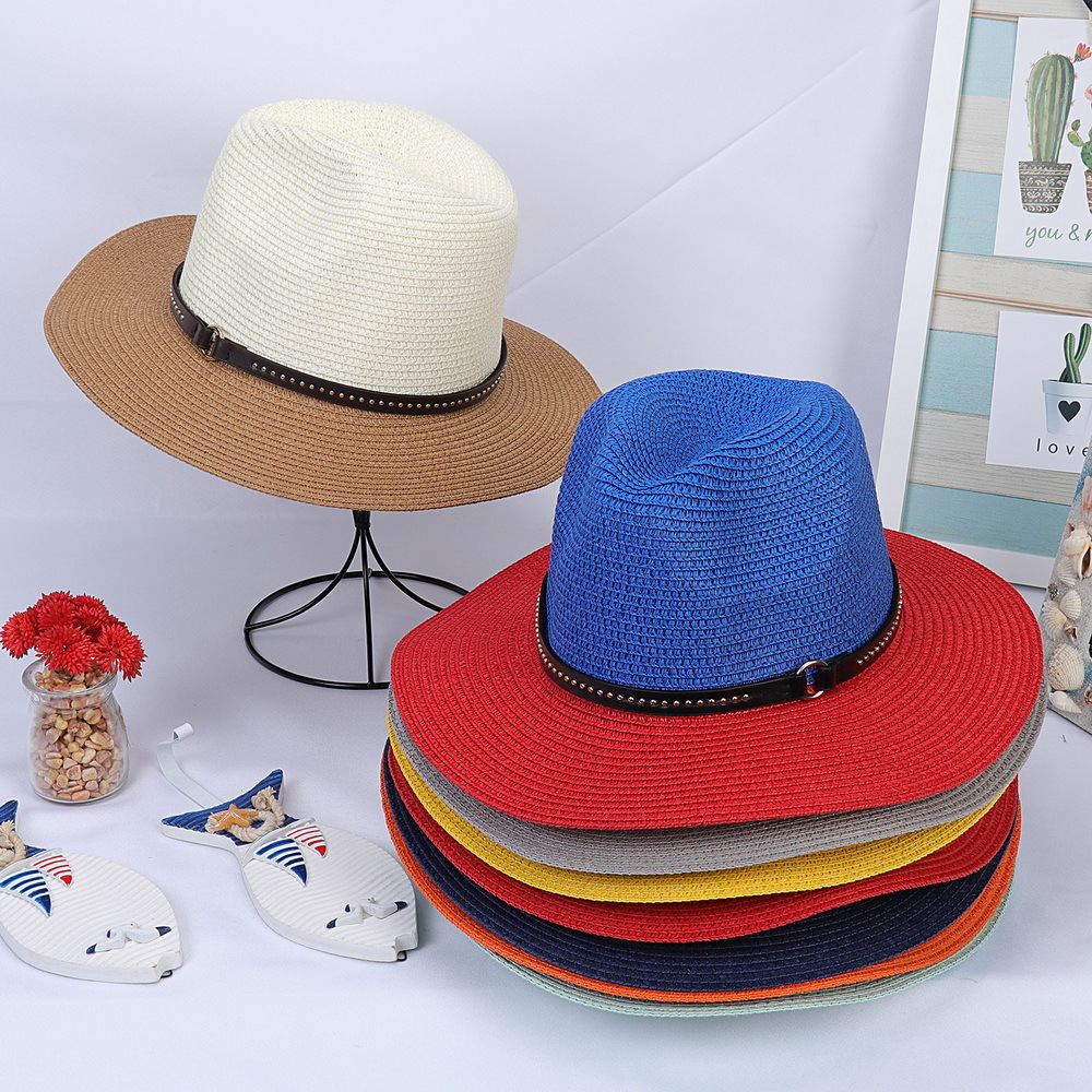 للجنسين أسلوب بسيط متعدد الألوان طنف كبيرة قبعة فيدورا display picture 1