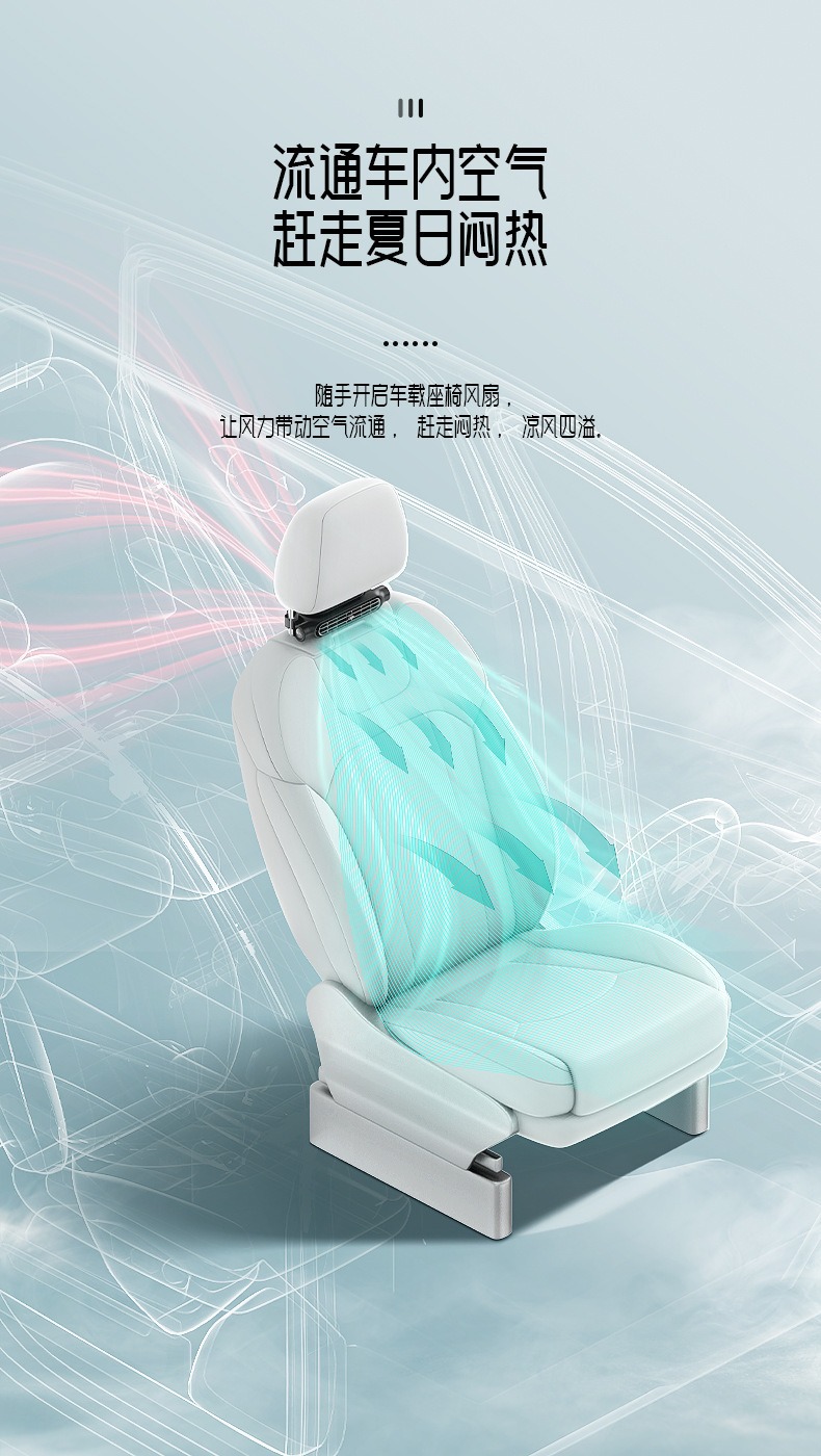 New Car Fan USB Small Dual-Turbo Plug-In High-Power Seat Fan for Rear Seat Ventilation